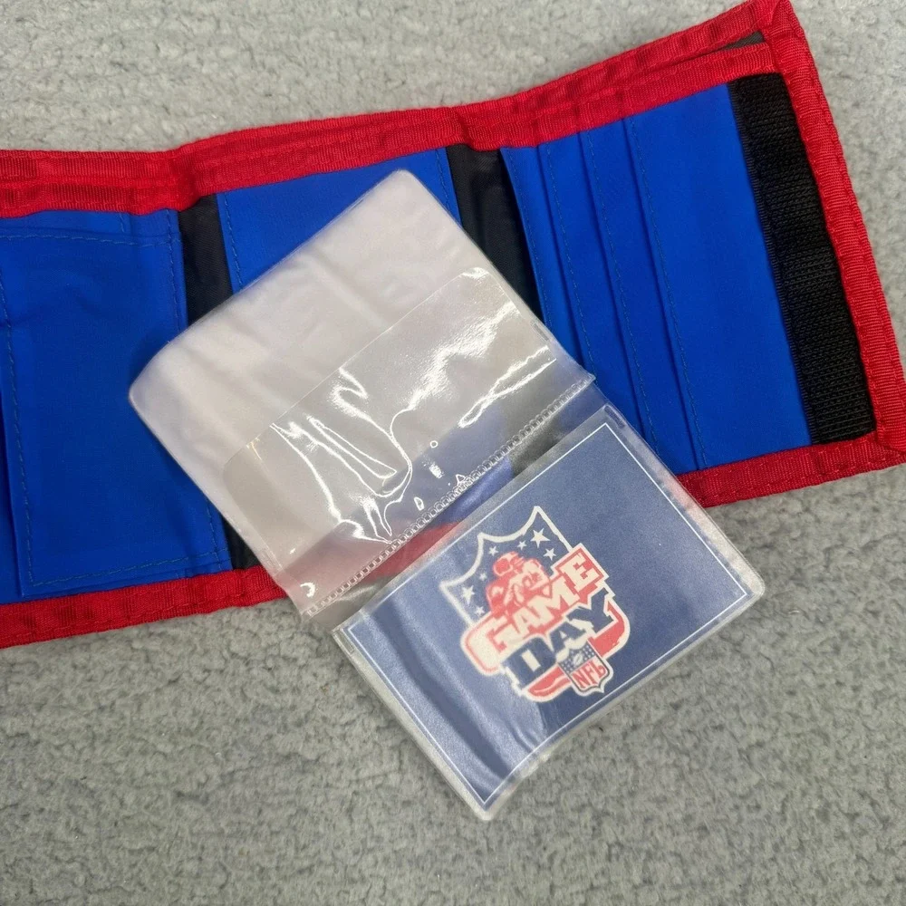 New York Giants Trifold Wallet NFL Blue Red Nylon Game Day JF Sports Vintage
